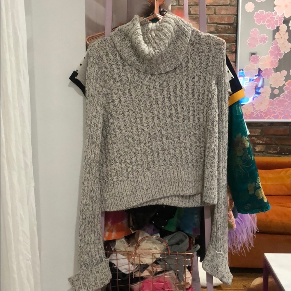 free people cropped turtleneck sweater